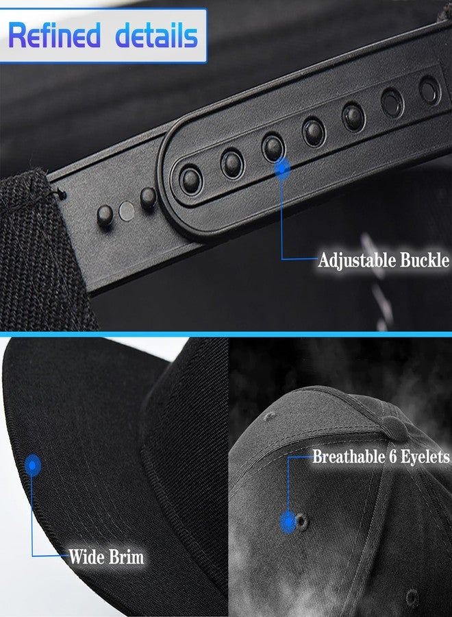 viofre Mens Hat Flat Bill Hats for Men Snapback Hats Fitted Hat for Men Black Baseball Cap for Mens Women Trucker Cap Summer Travel Outdoor Beach Workout Accessories Sun Caps Adjustable Hip Hop Cool Caps - Image 4